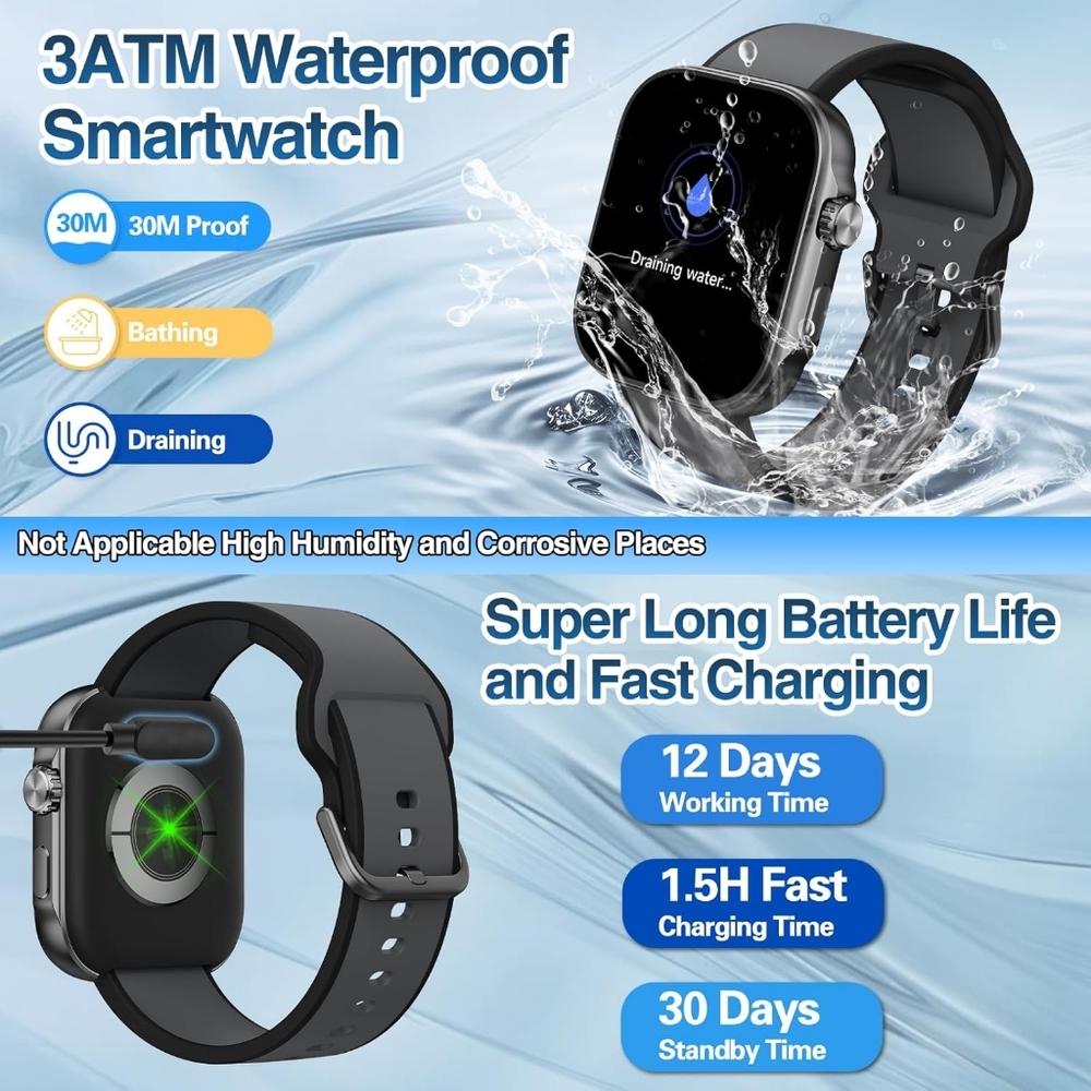 New GCZ Smart Watch, AI Voice Control, Waterproof, Android & iOS - Picture 8 of 9